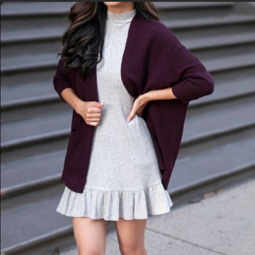Express burgundy cocoon cardigan - Picture 1 of 6